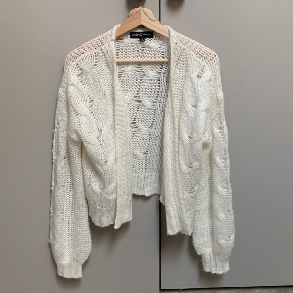 White Almost Famous Knit Cardigan. Size S